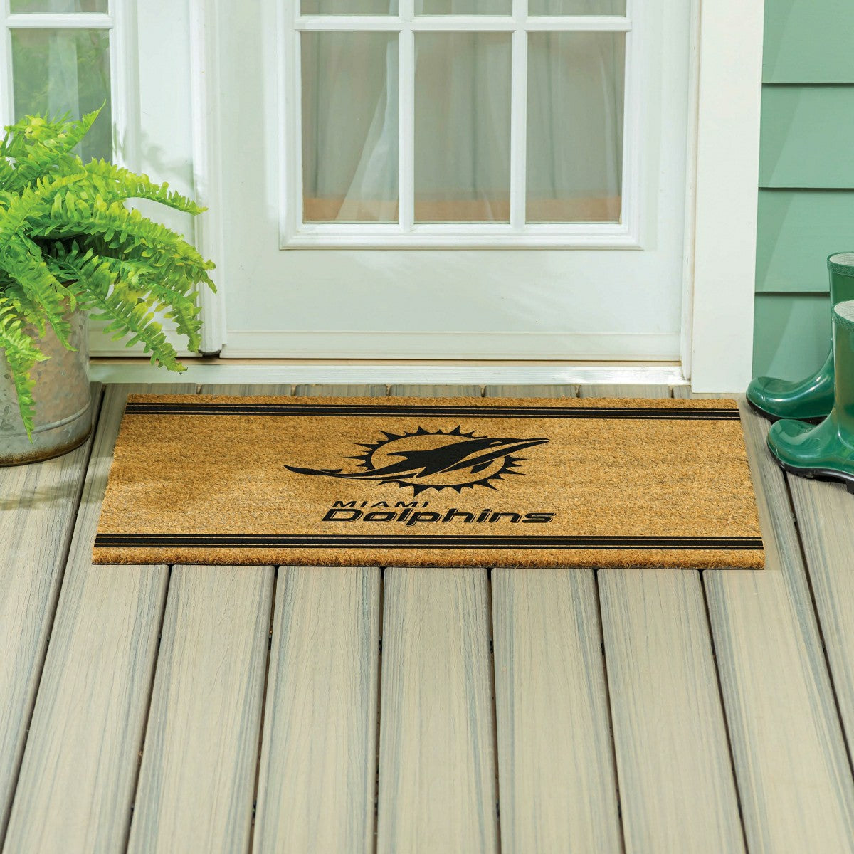 Miami Dolphins Large One Color Coir Mat, 36"x24" - NFL