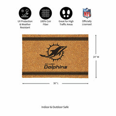 Miami Dolphins Large One Color Coir Mat, 36"x24" - NFL