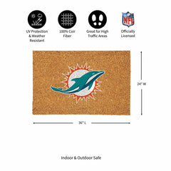 Miami Dolphins Large Full Color Coir Mat, 36"x24" - NFL