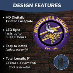 Minnesota Vikings, Metal Lite, Round - NFL