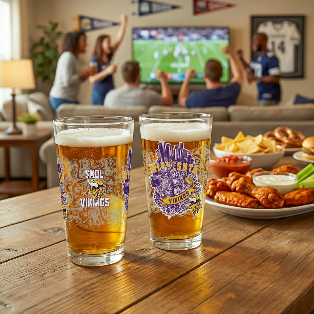 Minnesota Vikings 16oz Glass pint, Set of 2 - NFL Home