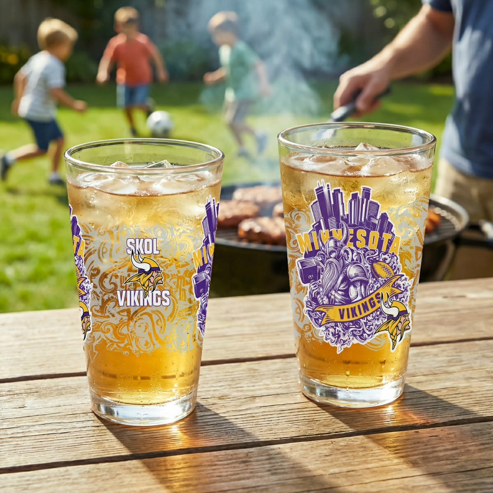 Minnesota Vikings 16oz Glass pint, Set of 2 - NFL Home