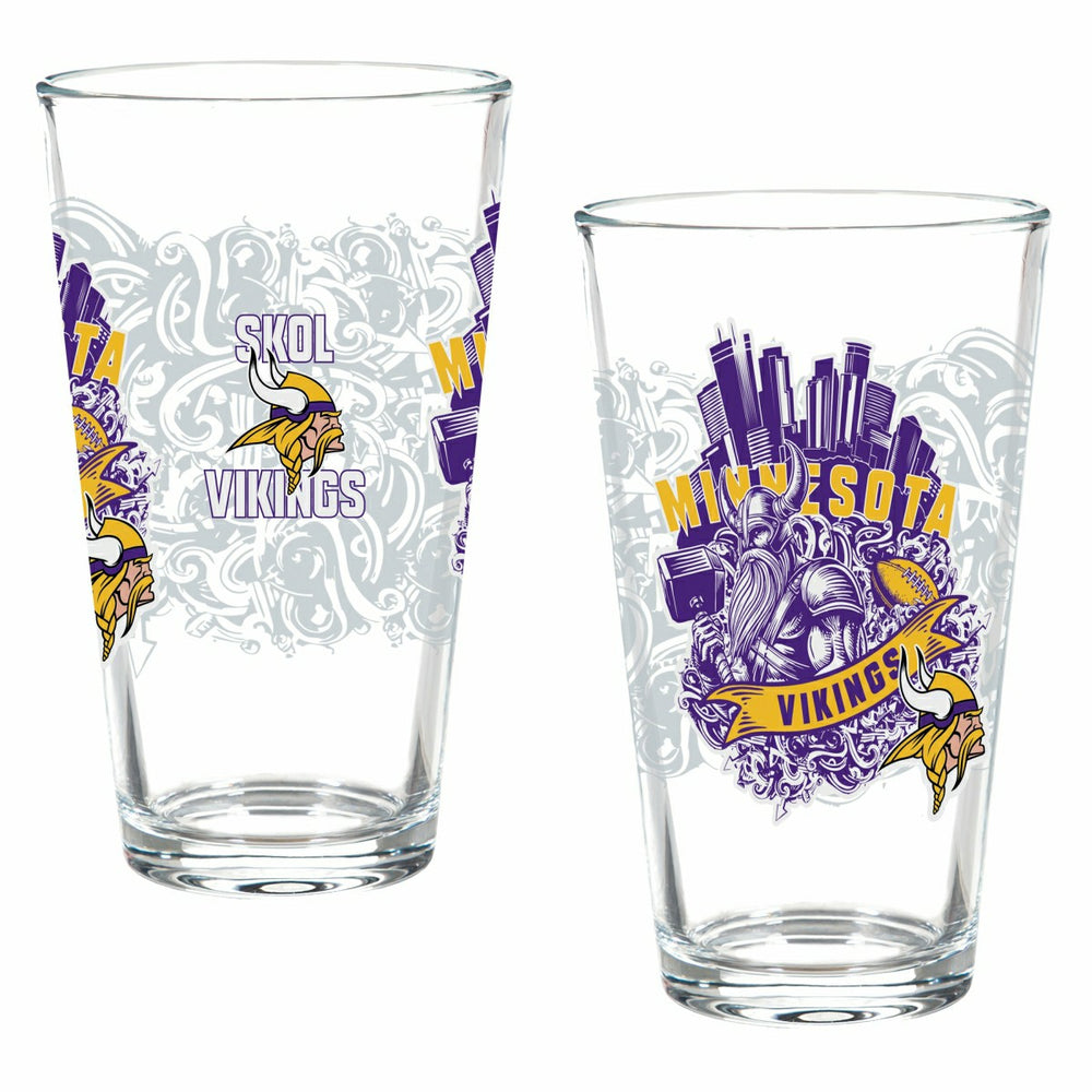 Minnesota Vikings 16oz Glass pint, Set of 2 - NFL Home