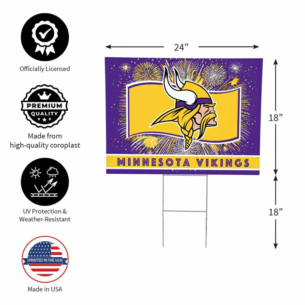 Minnesota Vikings Yard Sign, Patriotic - NFL Home