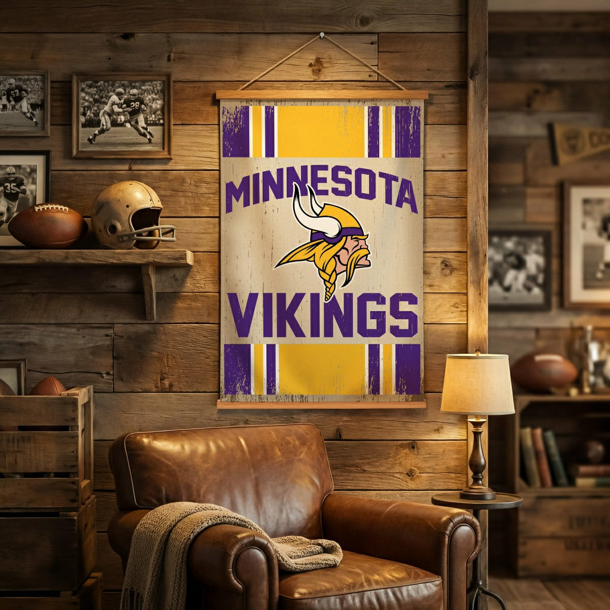 Minnesota Vikings, Canvas Wall Tapestry, Medium, 36x24 - NFL Home