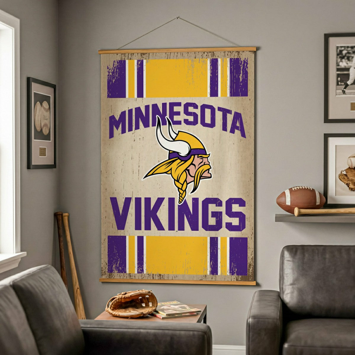 Minnesota Vikings, Canvas Wall Tapestry, Large, 54x36 - NFL Home