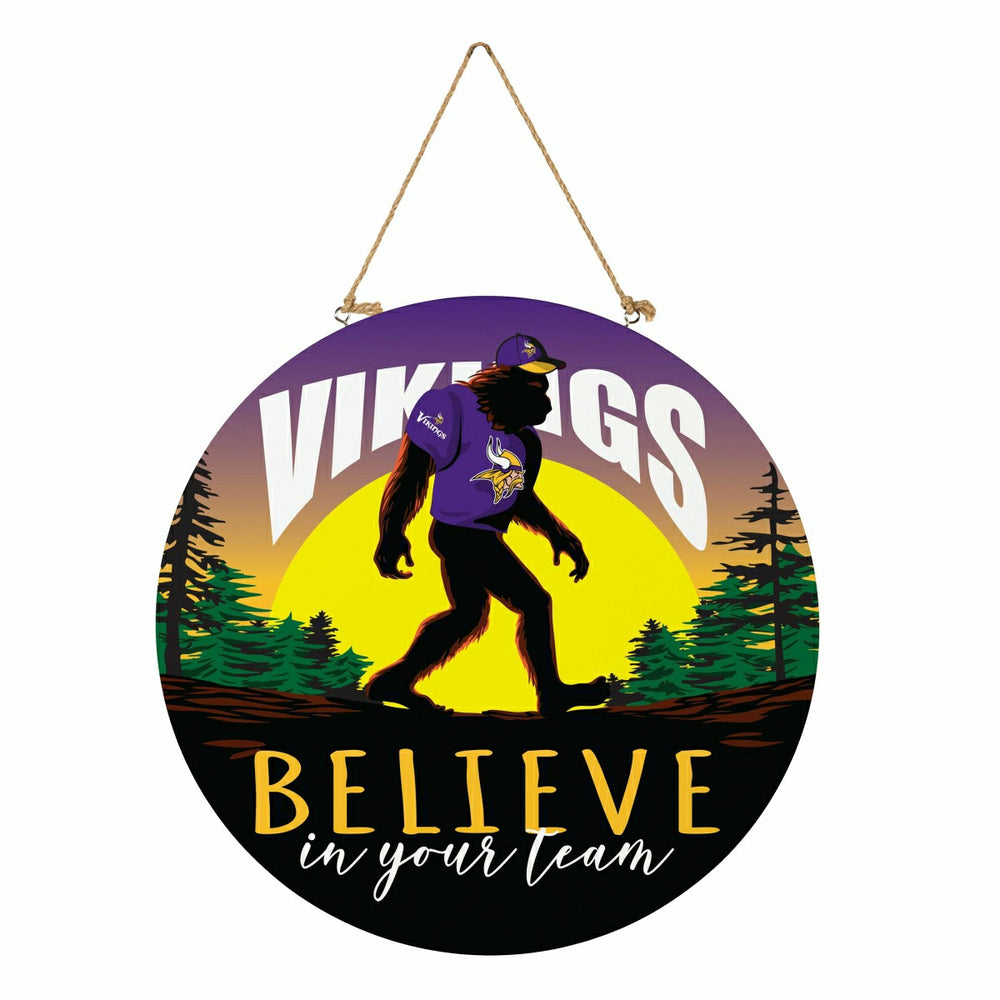 Minnesota Vikings Bigfoot Round Door Décor with Hanging Rope, 18x18 - NFL Home