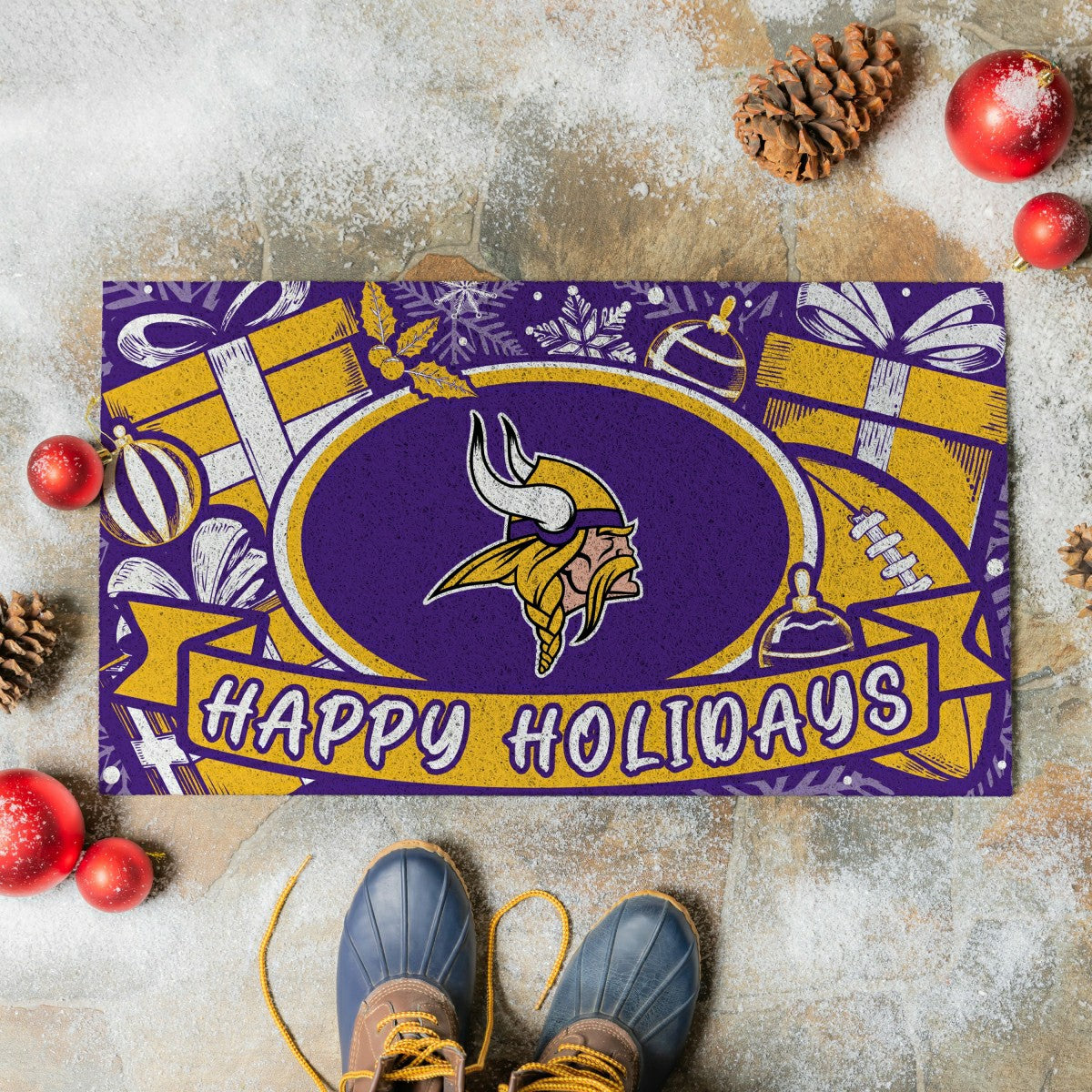 Minnesota Vikings Holiday PVC Mat, 28"x16" - NFL