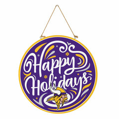 Minnesota Vikings Holiday Round Door Décor with Hanging Rope, 18x18 - NFL Home