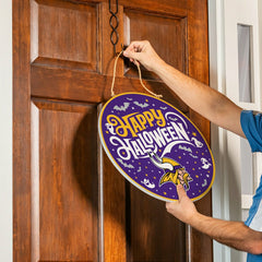 Minnesota Vikings Halloween Round Door Décor with Hanging Rope, 18x18 - NFL Home