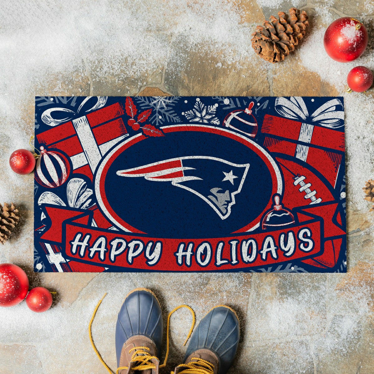 New England Patriots Holiday PVC Mat, 28"x16" - NFL