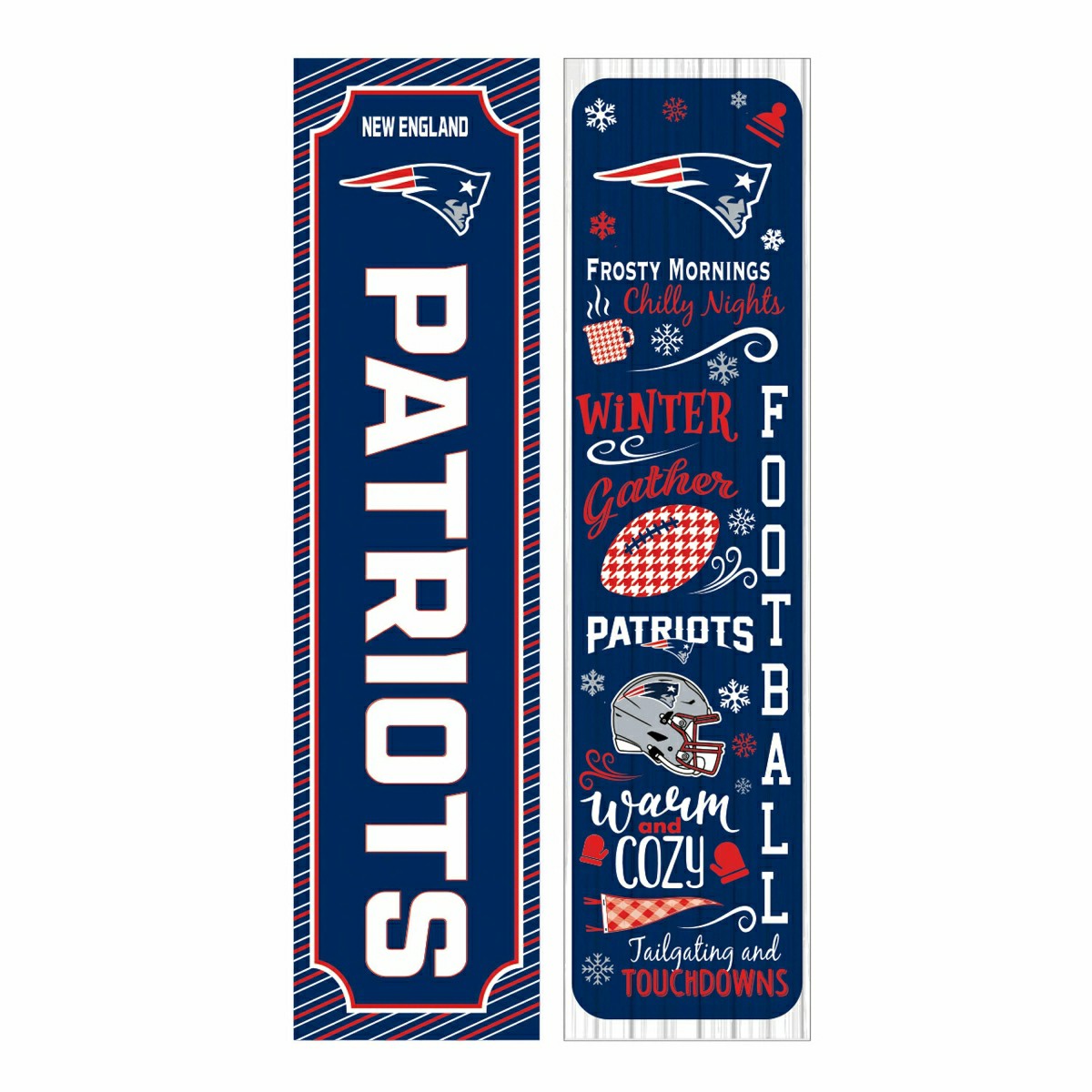 46" Double Sided Leaner, New England Patriots, Winter Seasonal - NFL Home