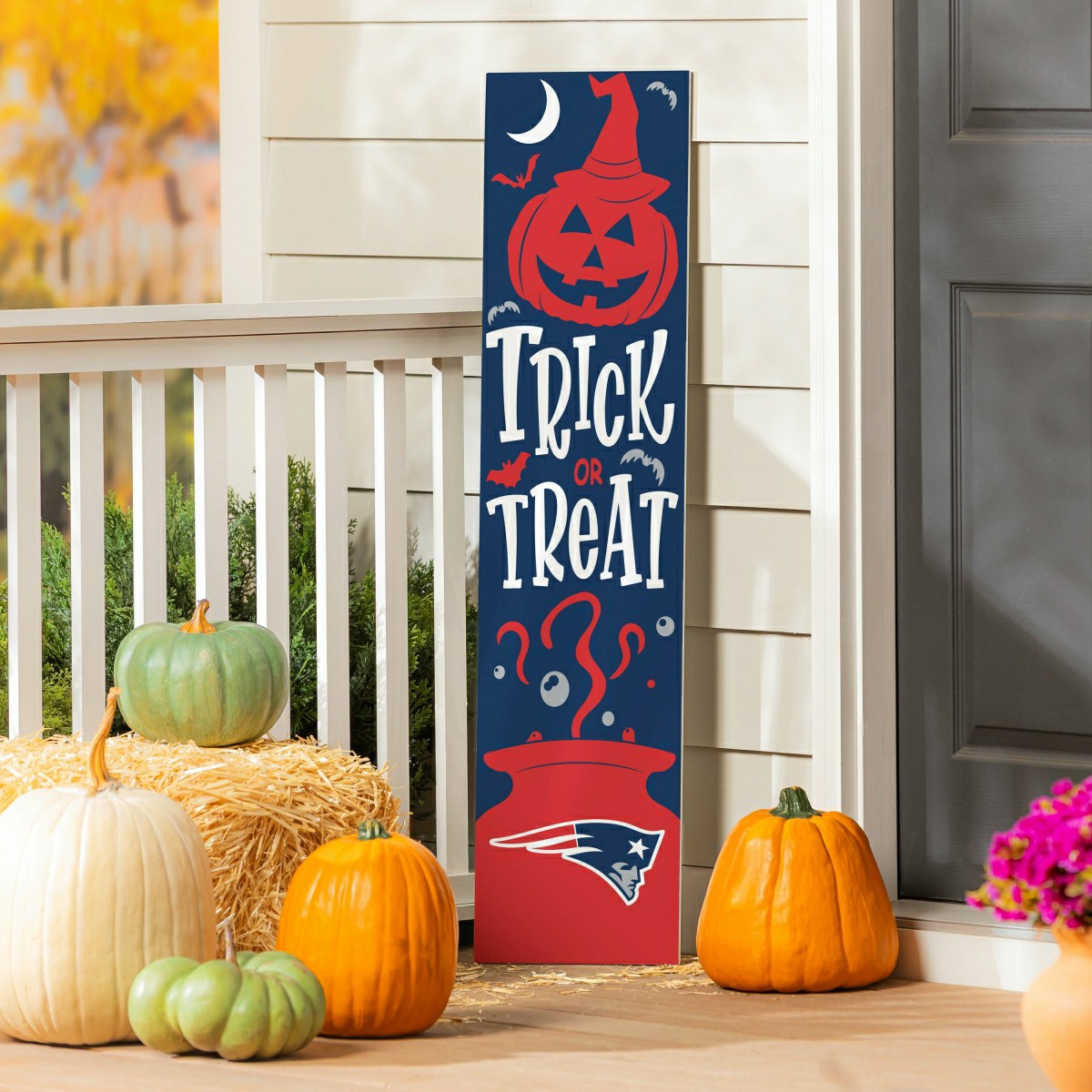 47" Double Sided Leaner, New England Patriots, Halloween - NFL Home