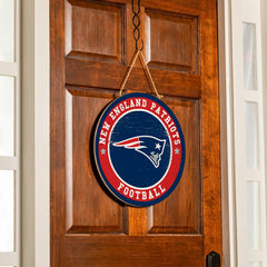New England Patriots Round Door Décor with Hanging Rope, 18x18 - NFL Home