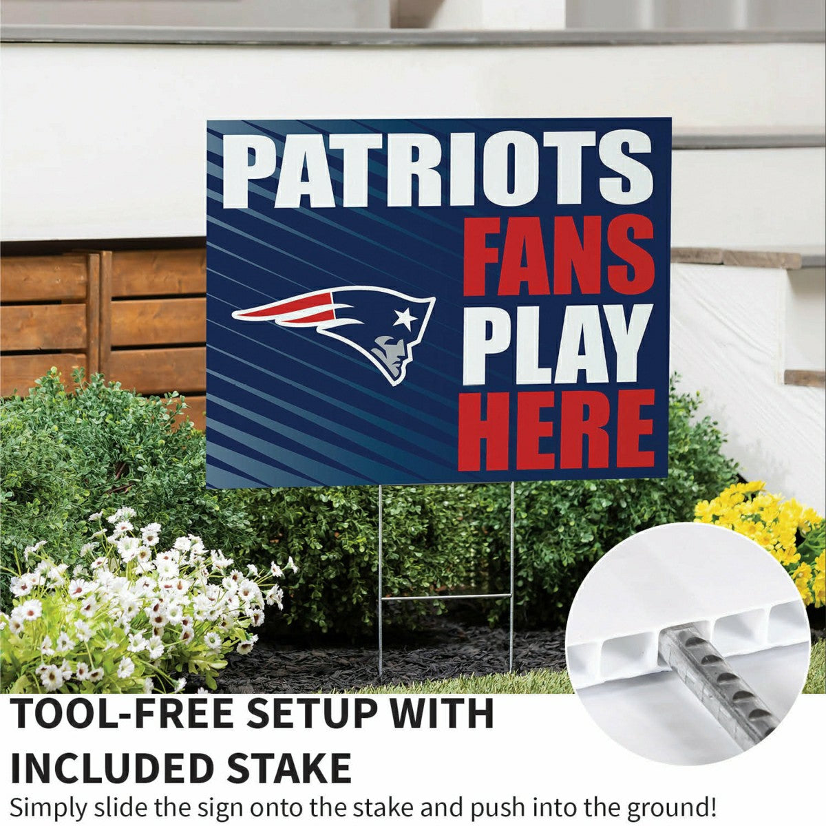 New England Patriots Coroplast Yard Sign "Fans Play Here" - NFL Home