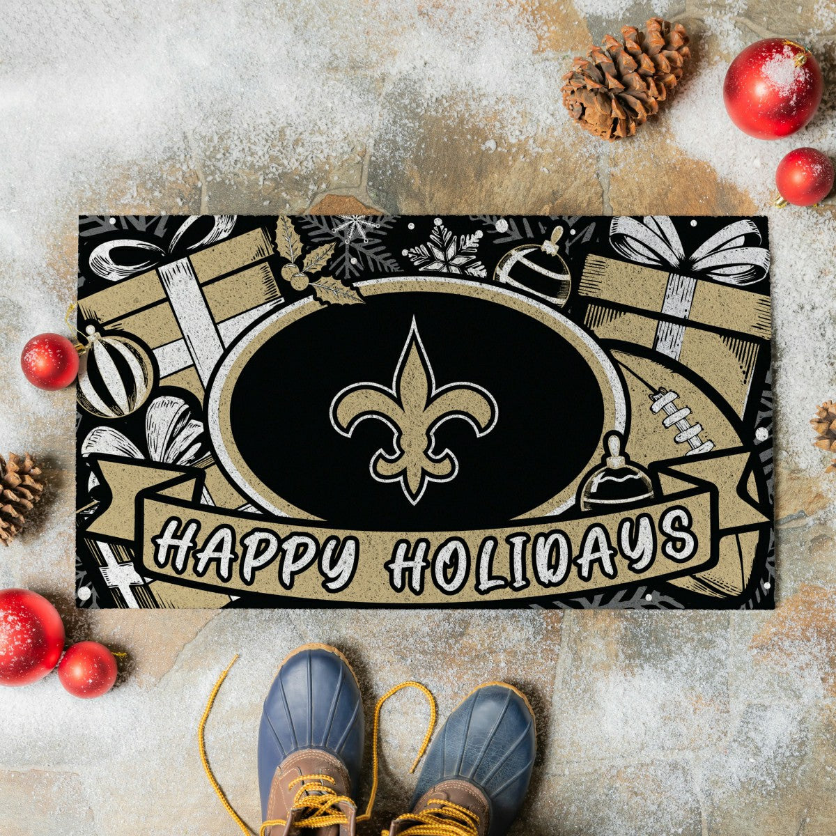 New Orleans Saints Holiday PVC Mat, 28"x16" - NFL
