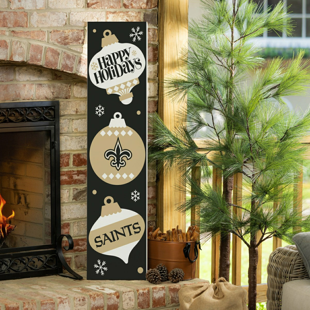 47" Double Sided Leaner, New Orleans Saints, Christmas - NFL Home