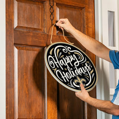 New Orleans Saints Holiday Round Door Décor with Hanging Rope, 18x18 - NFL Home