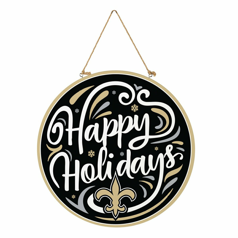 New Orleans Saints Holiday Round Door Décor with Hanging Rope, 18x18 - NFL Home