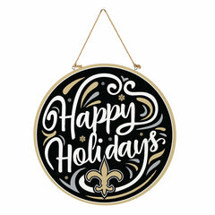 New Orleans Saints Holiday Round Door Décor with Hanging Rope, 18x18 - NFL Home