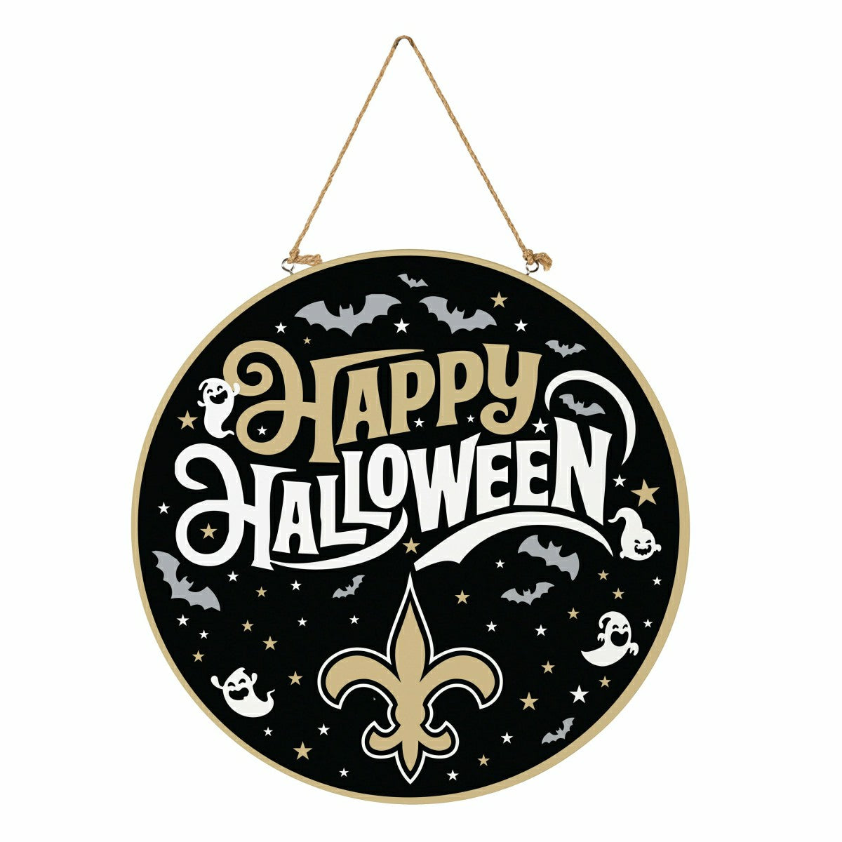 New Orleans Saints Halloween Round Door Décor with Hanging Rope, 18x18 - NFL Home