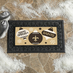 New Orleans Saints Holiday Flocked Coir Sassafras Switch Mat, 22"x10" - NFL