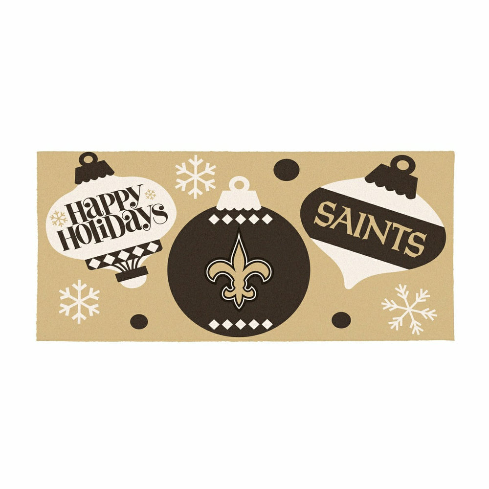 New Orleans Saints Holiday Flocked Coir Sassafras Switch Mat, 22"x10" - NFL