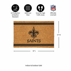 New Orleans Saints Large One Color Coir Mat, 36"x24" - NFL