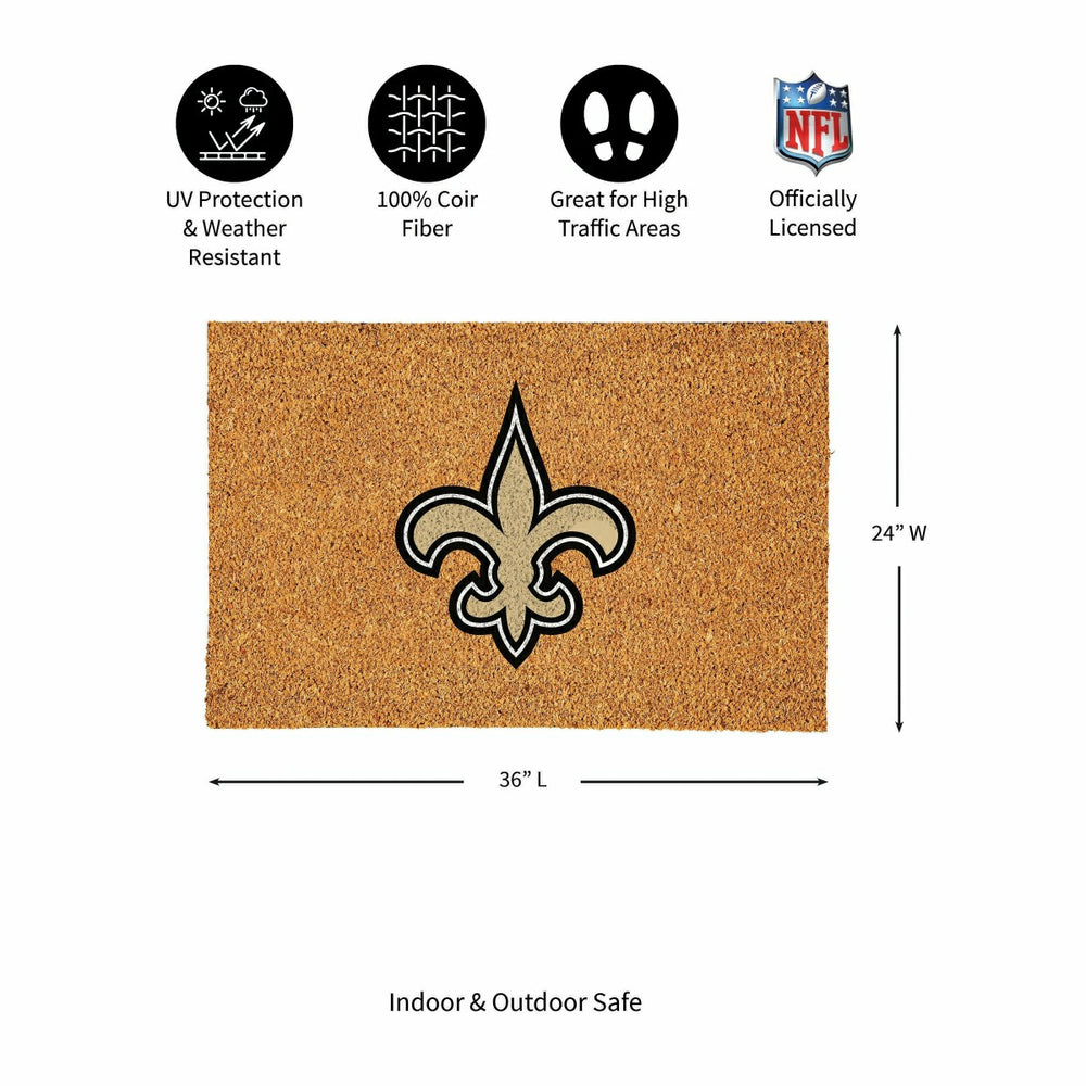 New Orleans Saints Large Full Color Coir Mat, 36"x24" - NFL