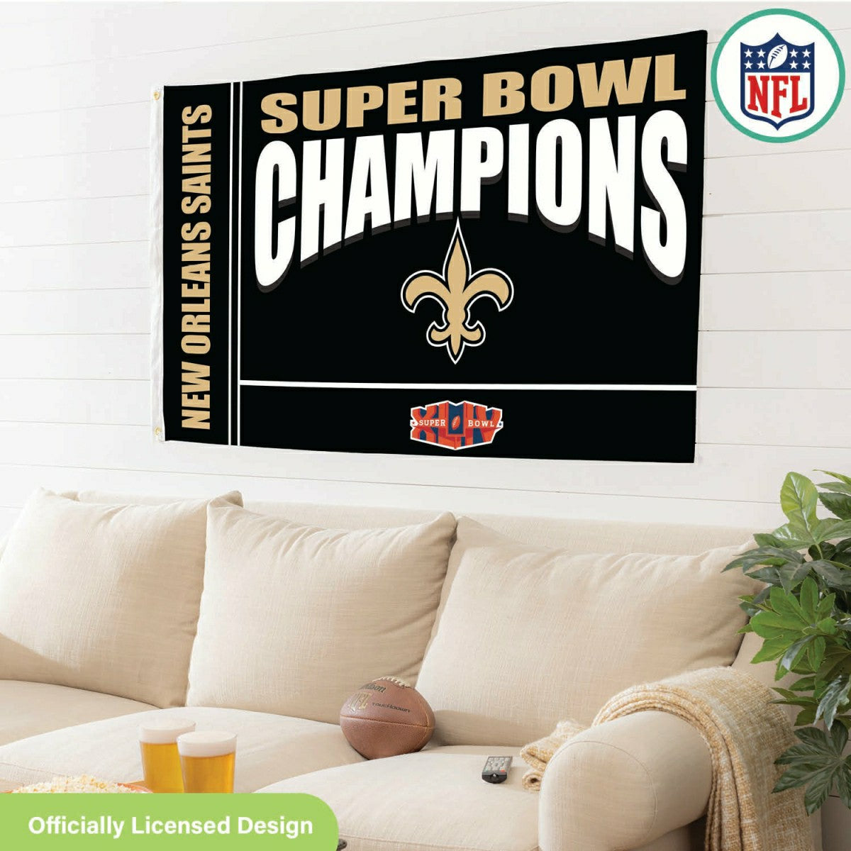 New Orleans Saints Superbowl XLIV Champions Football 3x5 Flag - NFL Home