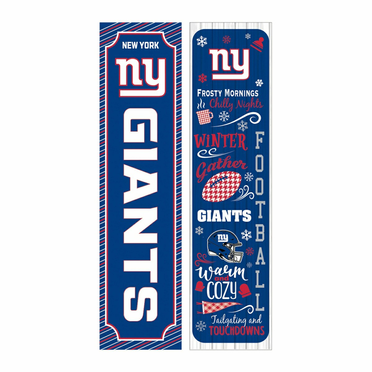 46" Double Sided Leaner, New York Giants, Winter Seasonal - NFL Home