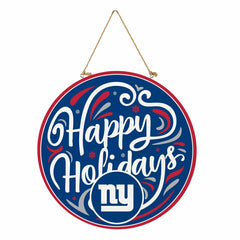 New York Giants Holiday Round Door Décor with Hanging Rope, 18x18 - NFL Home