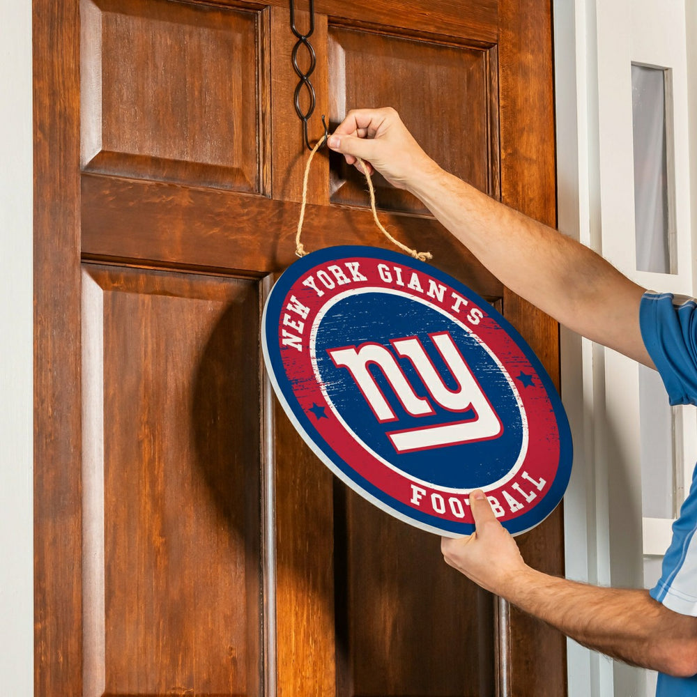 New York Giants Round Door Décor with Hanging Rope, 18x18 - NFL Home