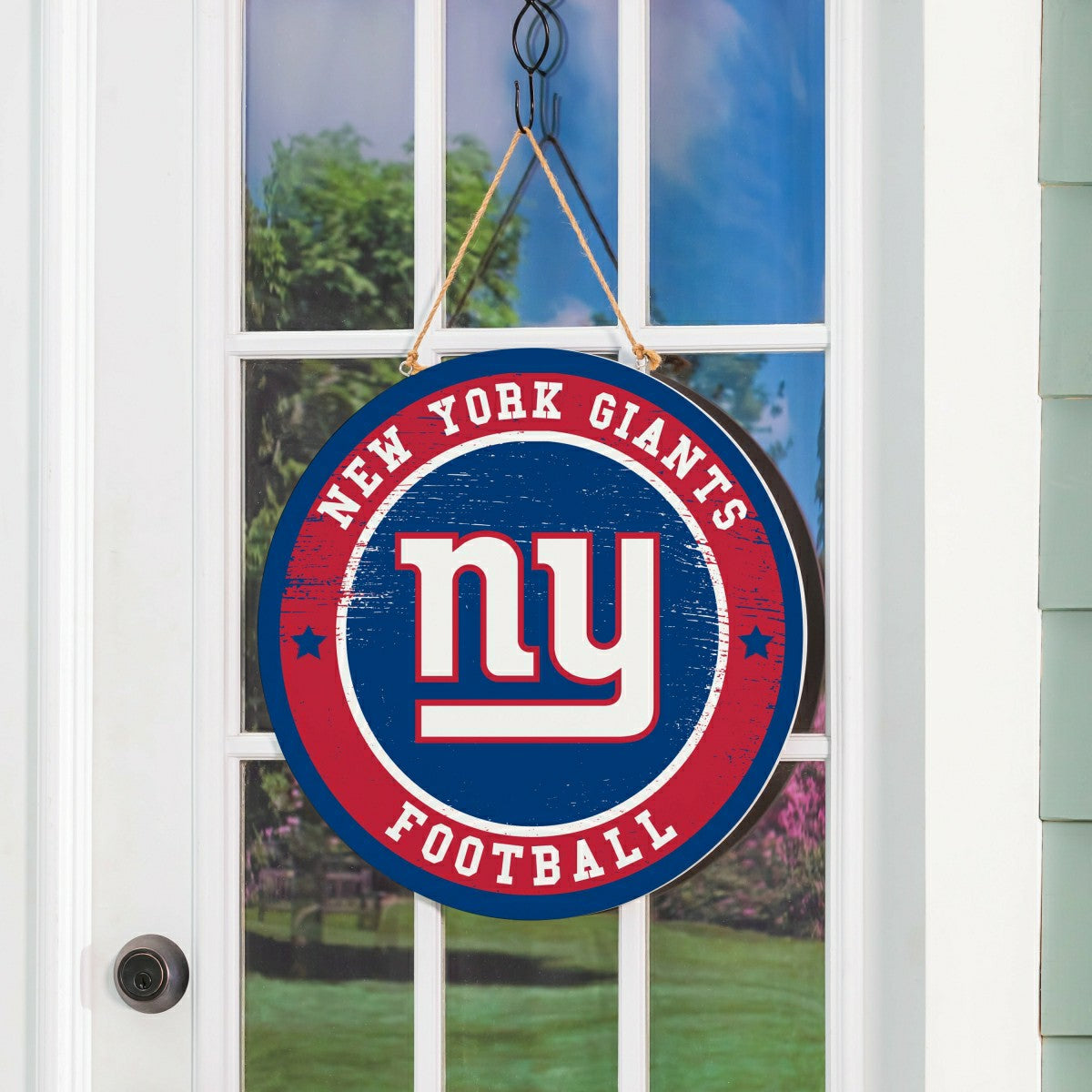 New York Giants Round Door Décor with Hanging Rope, 18x18 - NFL Home