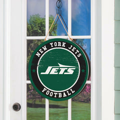 New York Jets Round Door Décor with Hanging Rope, 18x18 - NFL Home