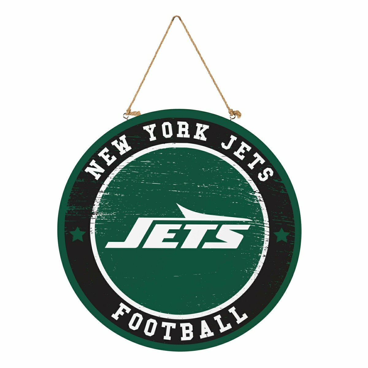 New York Jets Round Door Décor with Hanging Rope, 18x18 - NFL Home