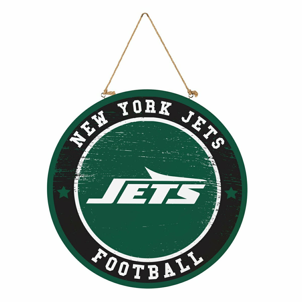 New York Jets Round Door Décor with Hanging Rope, 18x18 - NFL Home