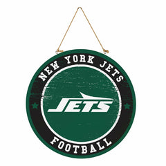 New York Jets Round Door Décor with Hanging Rope, 18x18 - NFL Home