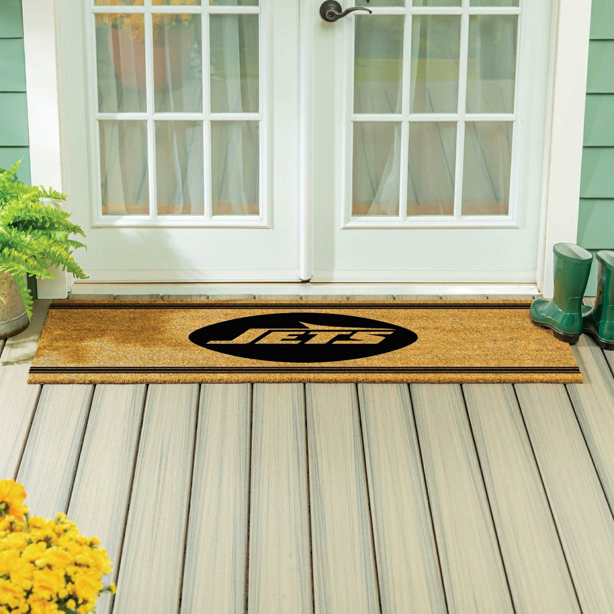 New York Jets Extra Large One Color Coir Mat, 60"x24" - NFL