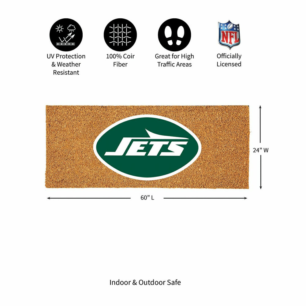 New York Jets Extra Large Full Color Coir Mat, 60"x24" - NFL