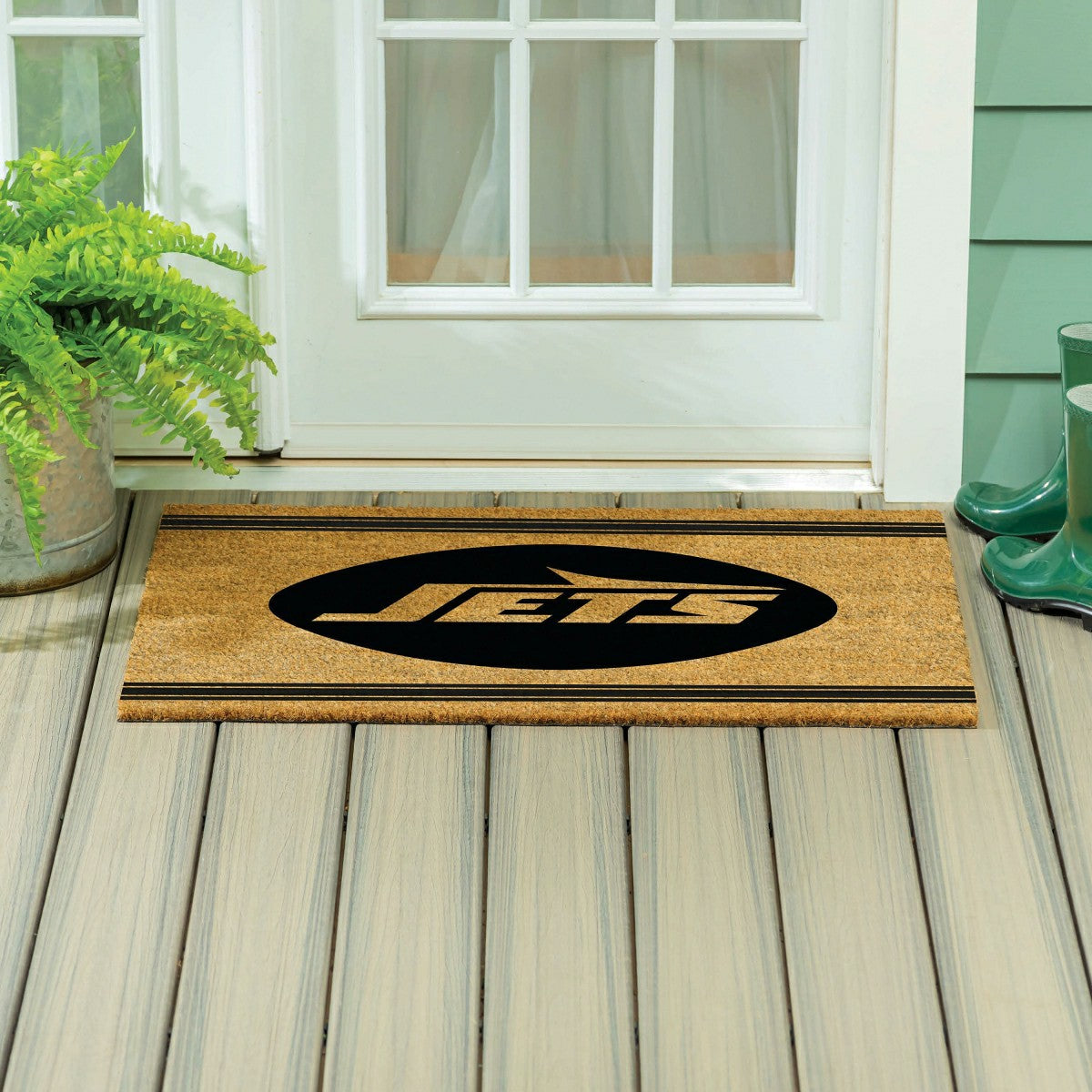 New York Jets Large One Color Coir Mat, 36"x24" - NFL