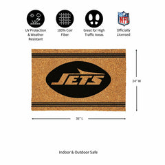 New York Jets Large One Color Coir Mat, 36"x24" - NFL