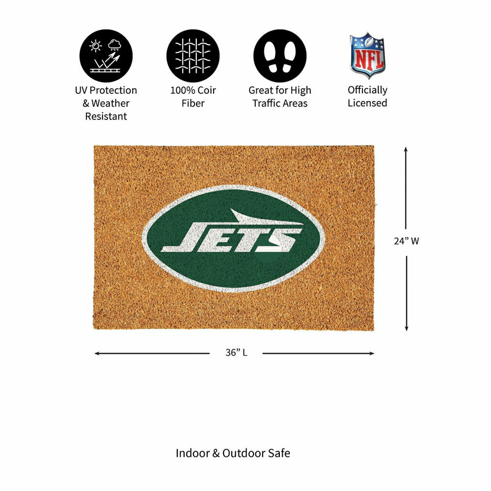 New York Jets Large Full Color Coir Mat, 36"x24" - NFL