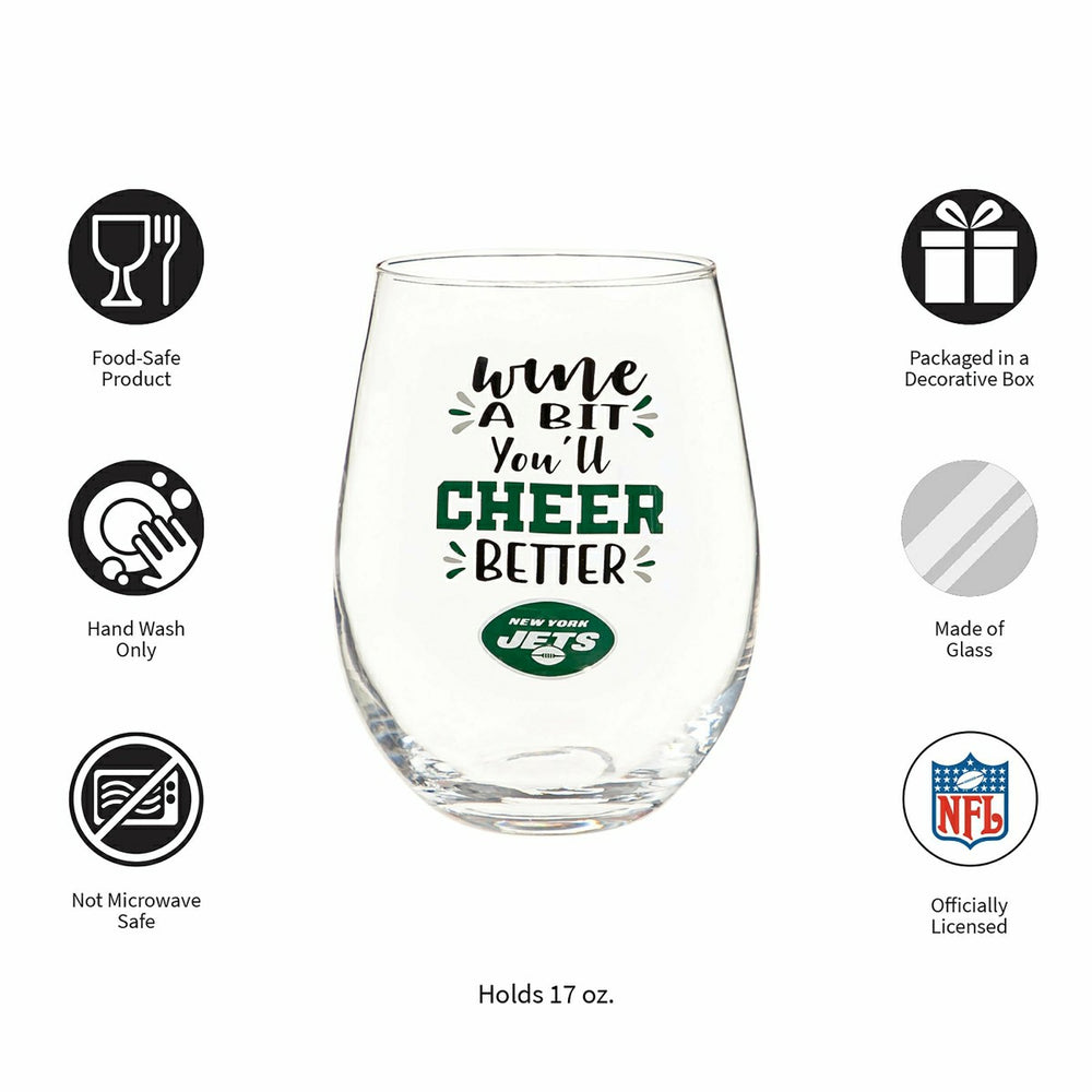 New York Jets, 17oz Boxed Stemless Wine - NFL Home