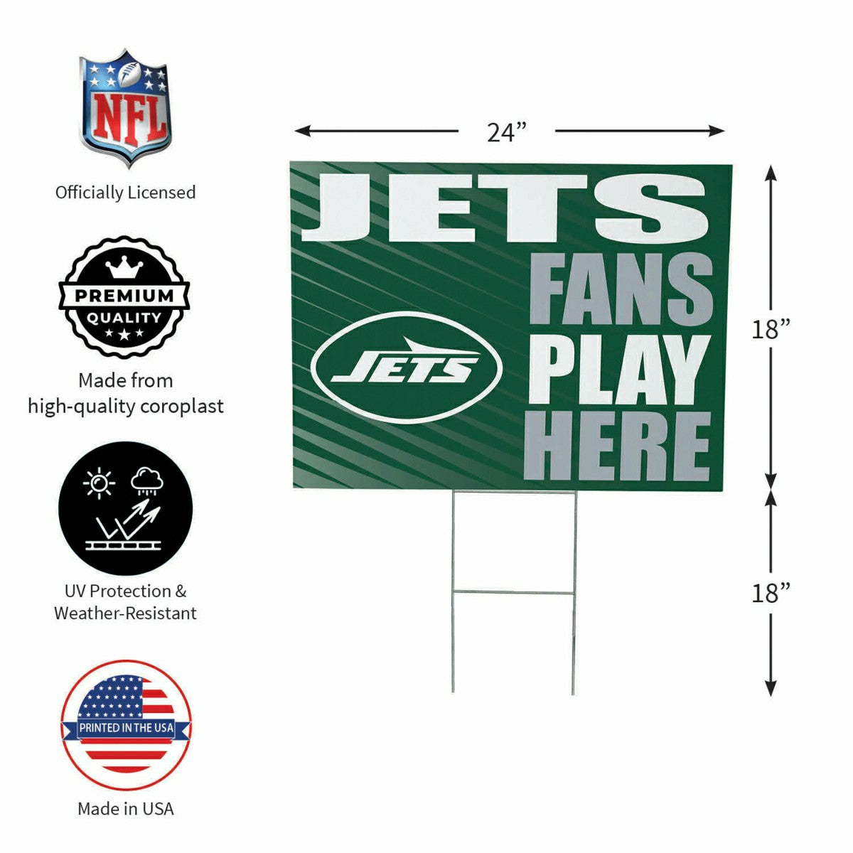 New York Jets Coroplast Yard Sign "Fans Play Here" - NFL Home