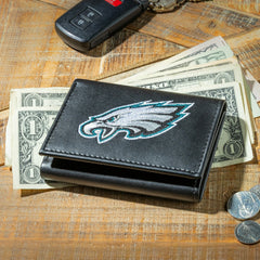 Philadelphia Eagles Black Tri-Fold Embroidered Wallet w/ RFID Blocking - NFL Home