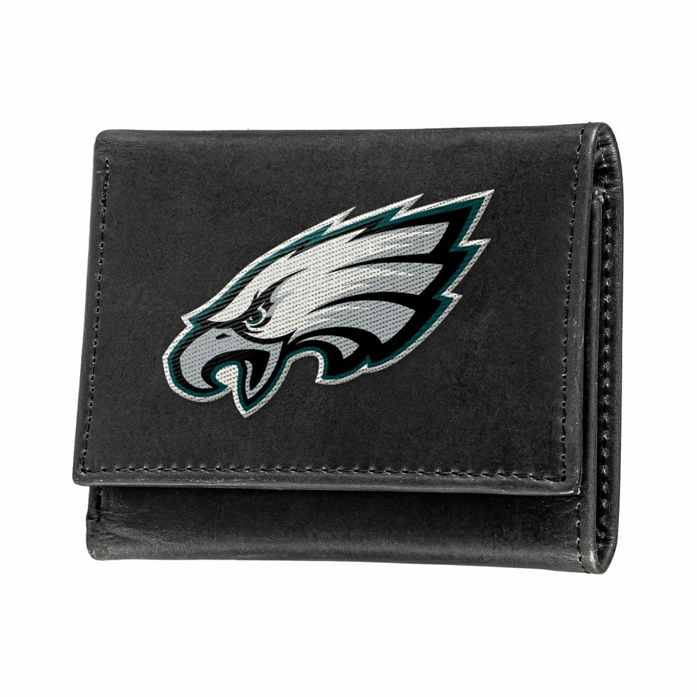 Philadelphia Eagles Black Tri-Fold Embroidered Wallet w/ RFID Blocking - NFL Home