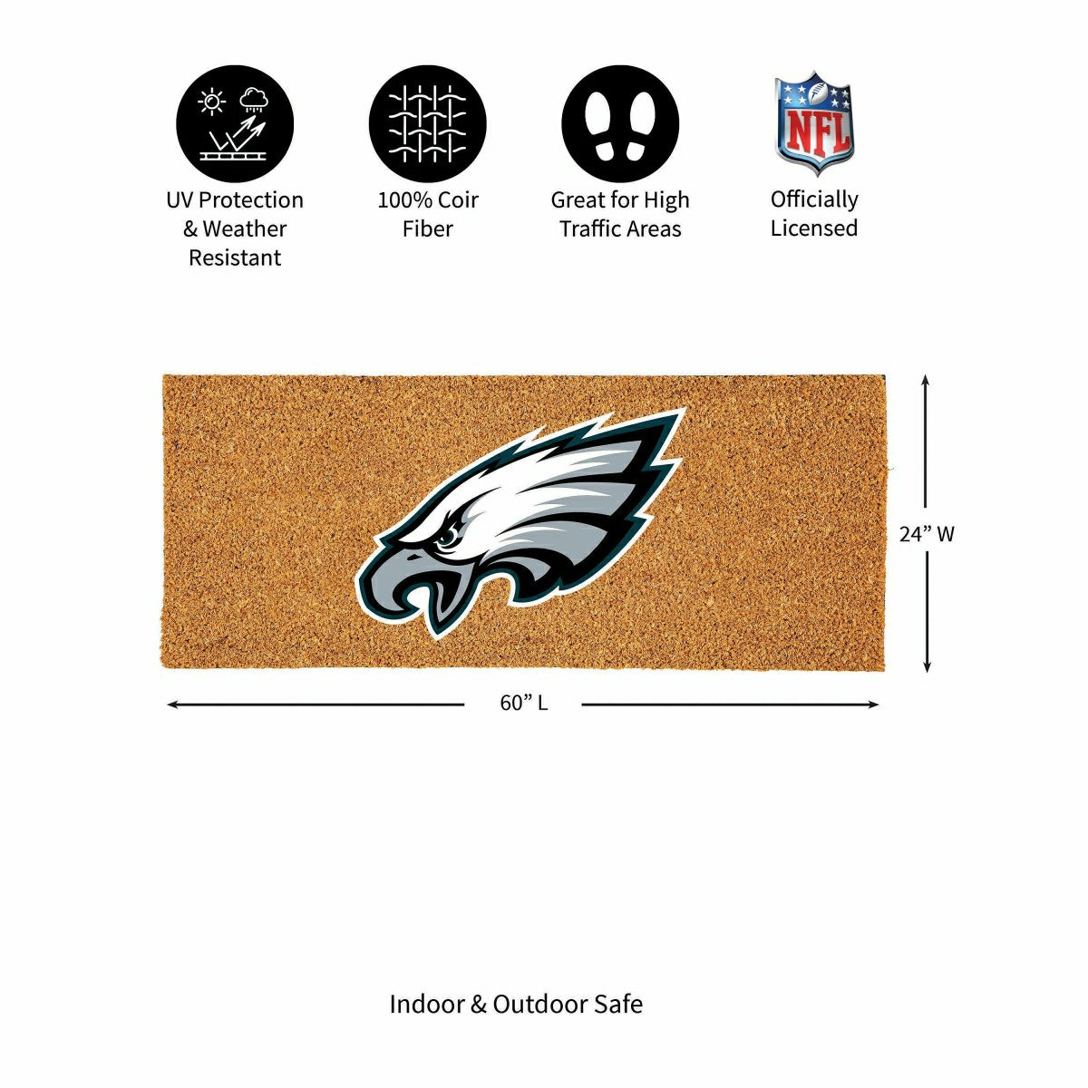 Philadelphia Eagles Extra Large Full Color Coir Mat, 60"x24" - NFL
