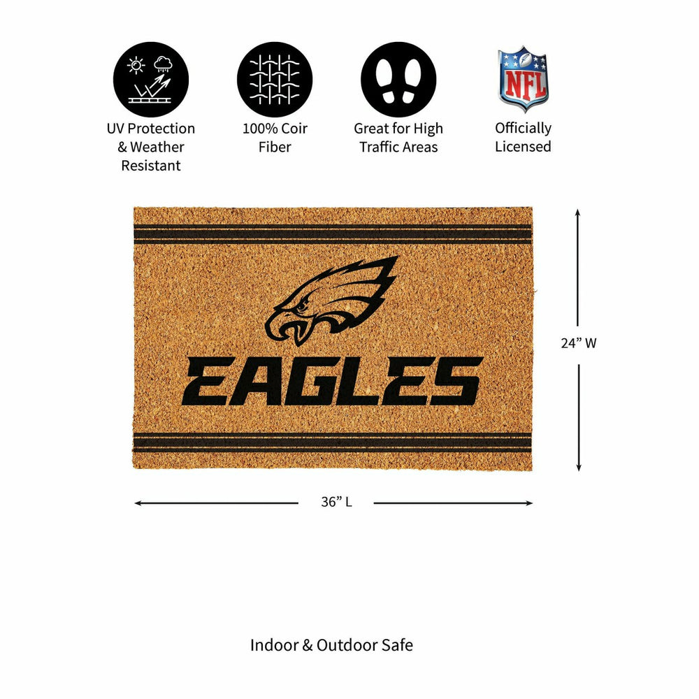 Philadelphia Eagles Large One Color Coir Mat, 36"x24" - NFL
