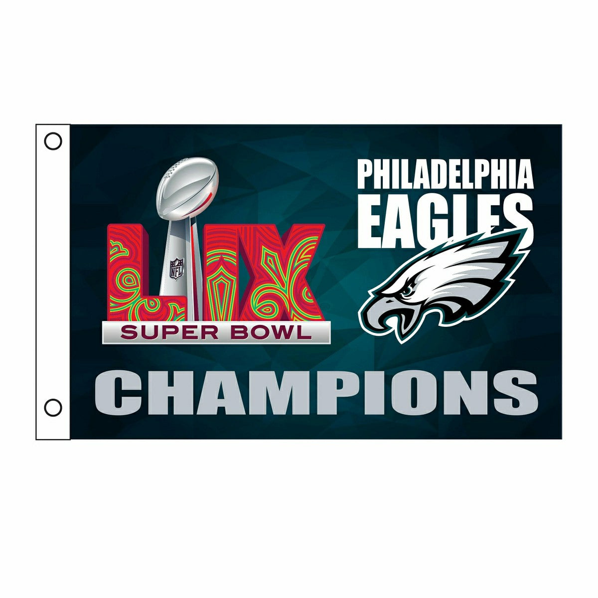 Philadelphia Eagles Super Bowl 59 Champions Single Sided Flag w/ 2 Gro - NFL